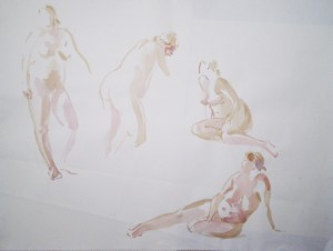 Bodor Z.: Kroki (akvarell, papír) 2010.